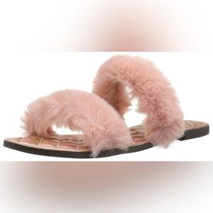 Sam Edelman Griselda Faux Fur Slides ROSE Sandals SZ 7.5